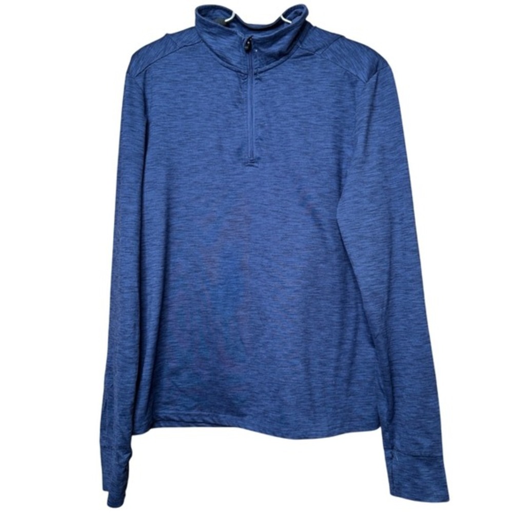 Jockey Sporty Men's‎ Blue Heathered Quarter Zip Pullover Long Sleeve Shirt Small